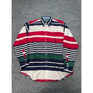 Vintage 90's Nautica Men's Colorful Striped Button Down Long Sleeve Shirt Size L